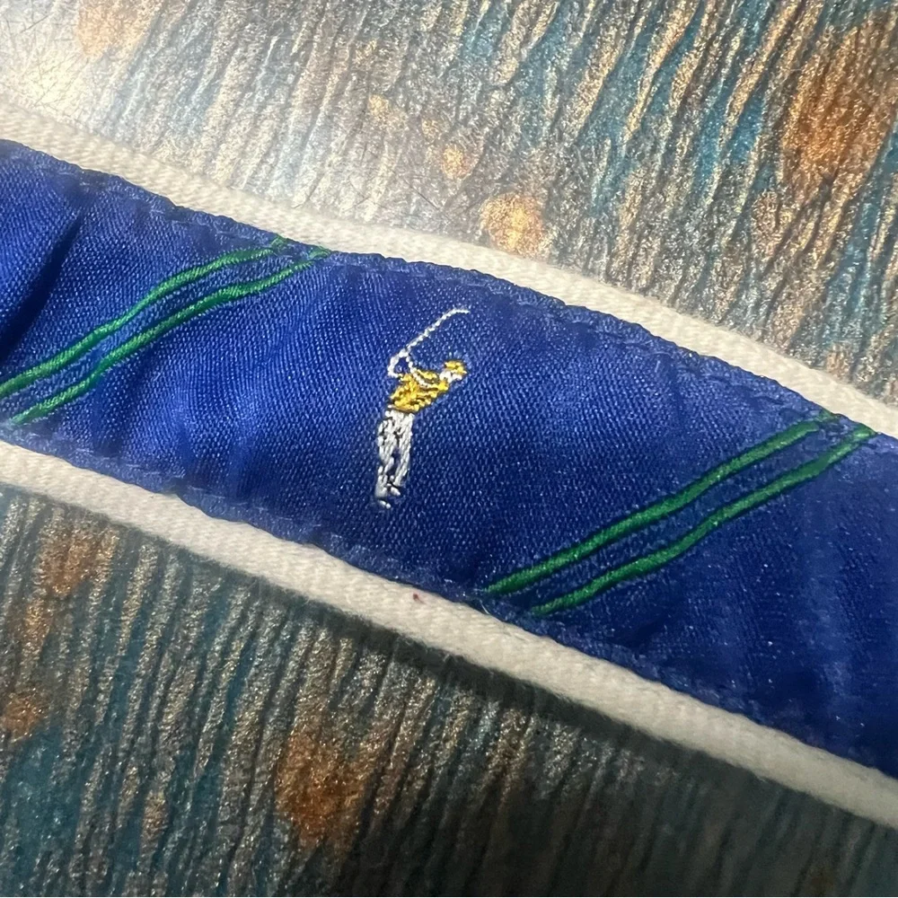 Vintage Polo Ralph Lauren Ribbon Golf children’s belt Blue green white